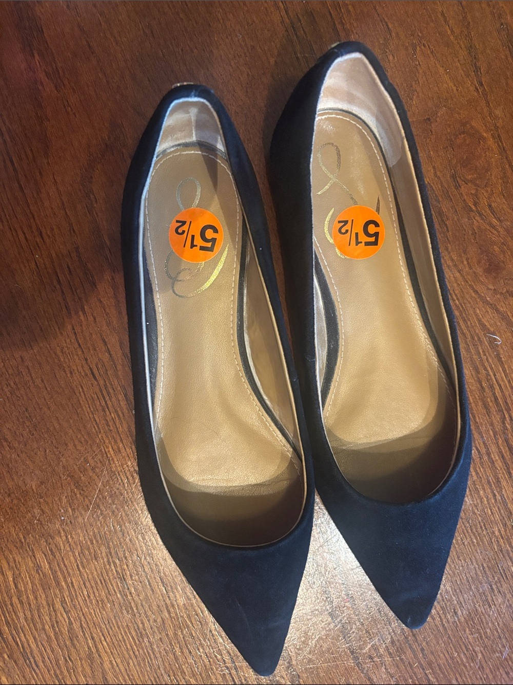 Sam Edelman Black Suede Pointed Toe Flats